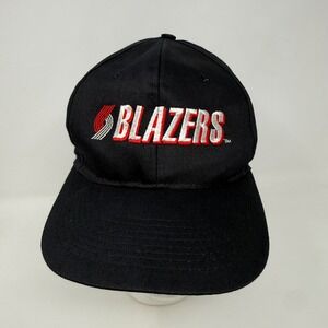 Vintage Portland Trail Blazers NBA Snapback Hat Black Universal Industries Mens